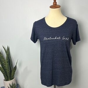 Nantucket Girl Heather Navy Blue Tee Size Medium New England
